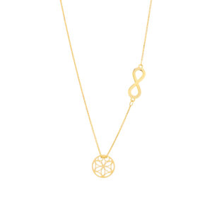 Naszyjnik złoty kółko ażurowe i nieskończoność