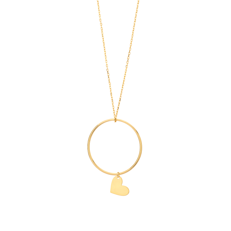 Naszyjnik złoty kółko z sercem Naszyjnik złoty kółko z sercem