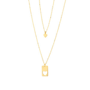 Naszyjnik złoty podwójny z sercem