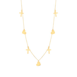 Naszyjnik złoty serca i krzyże
