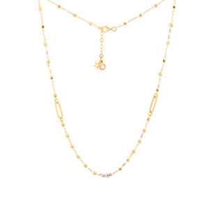 Naszyjnik złoty wielokolorowy z fazowanymi kulkami