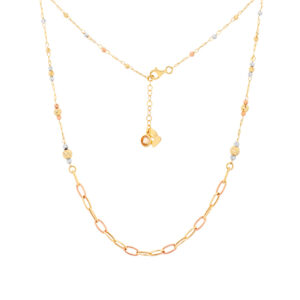 Naszyjnik złoty wielokolorowy z koralikami