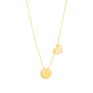 Naszyjnik złoty z ażurowym sercem i blaszką