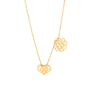 Naszyjnik złoty z ażurowym sercem i kółkiem