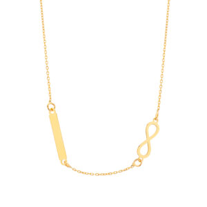 Naszyjnik złoty z blaszką i nieskończonością