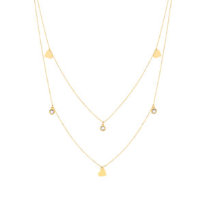 Naszyjnik złoty z cyrkoniami i sercami