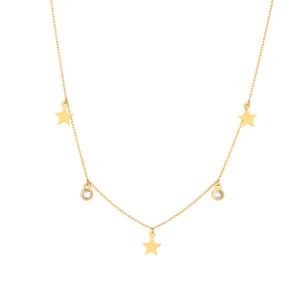 Naszyjnik złoty z gwiazdami i cyrkoniami
