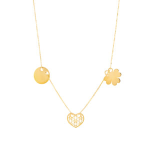 Naszyjnik złoty z koniczyną i sercem