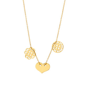 Naszyjnik złoty z sercem i ażurami