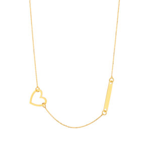 Naszyjnik złoty z sercem i blaszką