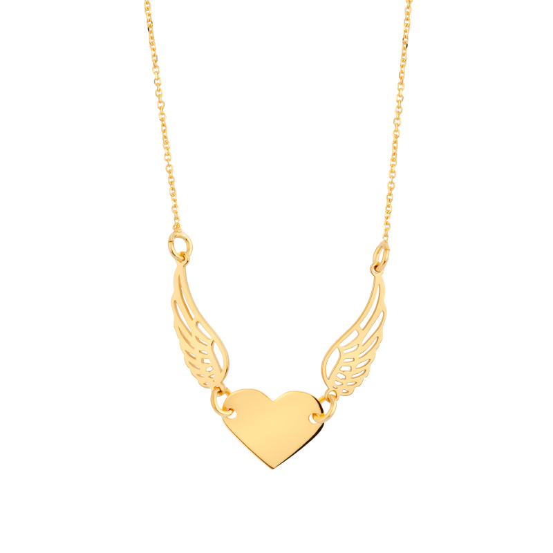 Naszyjnik złoty z sercem i skrzydłami Naszyjnik złoty z sercem i skrzydłami