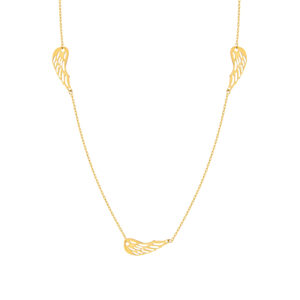 Naszyjnik złoty z trzema ażurowymi skrzydłami