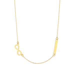 Naszyjnik złoty znak nieskończoności i blaszka