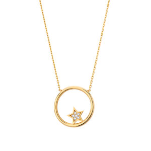 Naszyjnik złoty – kółko z gwiazdką z cyrkoniami