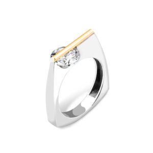 Pierścionek srebrny pokryty złotem pr.375