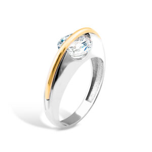 Pierścionek srebrny pokryty złotem pr.375