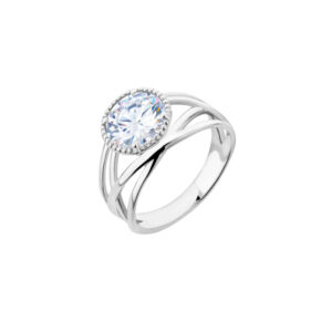Pierścionek srebrny z białą cyrkonią
