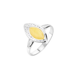 Pierścionek srebrny z bursztynem