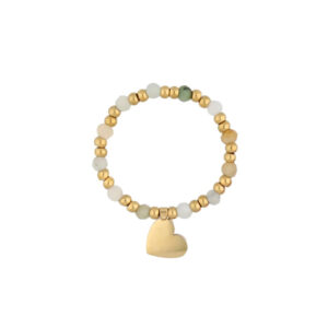 Pierścionek z amazonitami i sercem