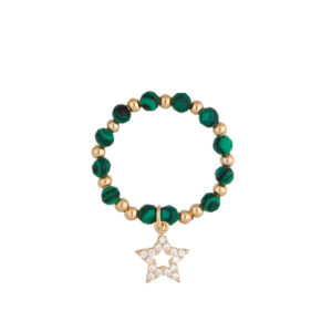 Pierścionek z malachitami i gwiazdką