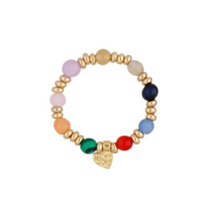 Pierścionek z mosiądzu z kamieniami naturalnymi