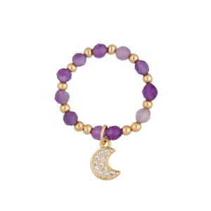 Pierścionek z mosiądzu z kamieniami naturalnymi