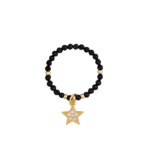 Pierścionek z mosiądzu z kamieniami naturalnymi