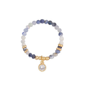 Pierścionek z mosiądzu z kamieniami naturalnymi