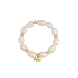 Pierścionek z mosiądzu z perłami