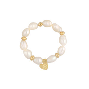 Pierścionek z mosiądzu z perłami