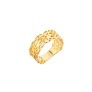 Pierścionek złoty ażurowe liście