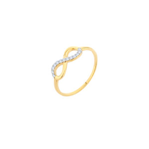 Pierścionek złoty nieskończoność z cyrkoniami