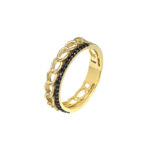 Pierścionek złoty plecione ogniwka z cyrkoniami