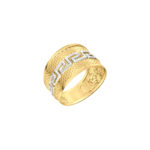 Pierścionek złoty szeroki z motywem greckim