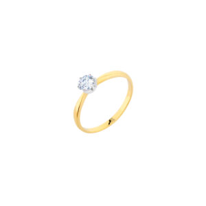 Pierścionek złoty z cyrkonią i białym złotem