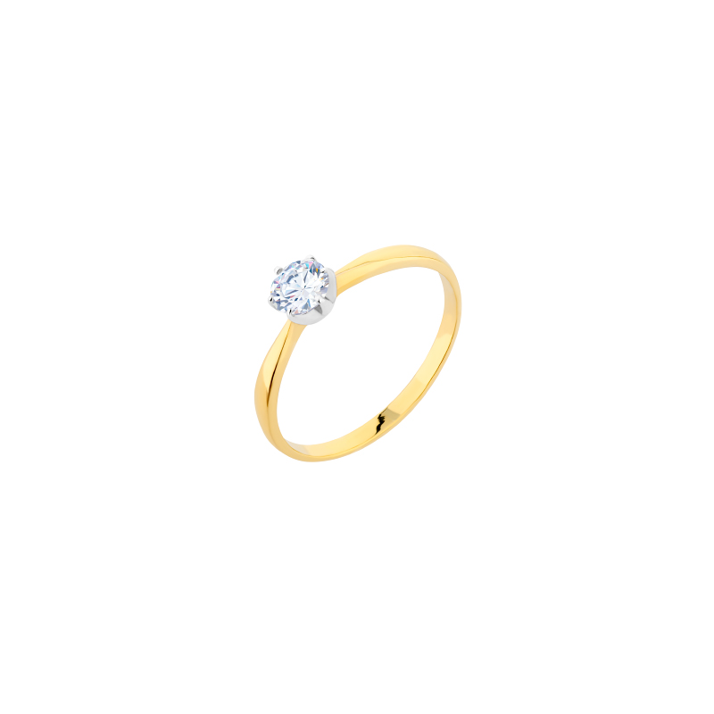 Pierścionek złoty z cyrkonią i białym złotem Pierścionek złoty z cyrkonią i białym złotem