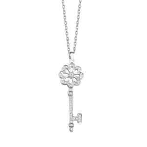 Zawieszka srebrna klucz z cyrkoniami
