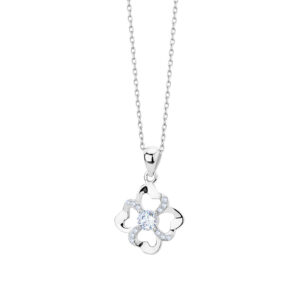 Zawieszka srebrna koniczyna z cyrkoniami