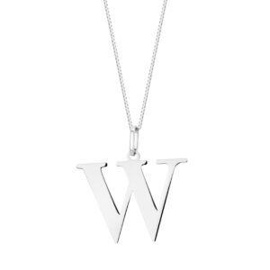 Zawieszka srebrna litera W – 2 cm