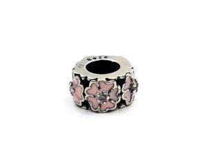 Zawieszka srebrna różowe kwiatki – charms