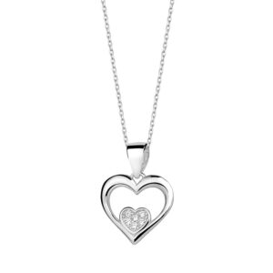 Zawieszka srebrna serce i serce z cyrkoniami