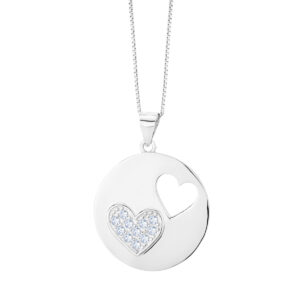 Zawieszka srebrna z motywem serca z cyrkoniami
