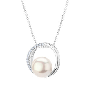 Zawieszka srebrna z perłą i cyrkoniami