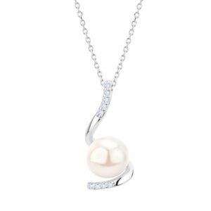 Zawieszka srebrna z perłą i cyrkoniami