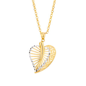 Zawieszka z białego i żółtego złota – liść