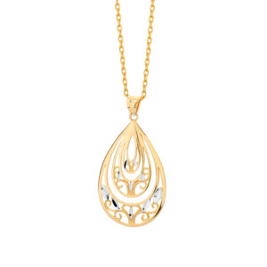 Zawieszka złota ażur z diamentowanym białym złotem