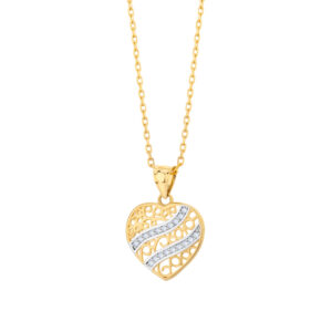 Zawieszka złota ażurowe serce z cyrkoniami