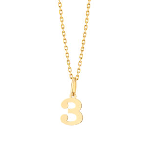 Zawieszka złota cyfra 3 – 1 cm