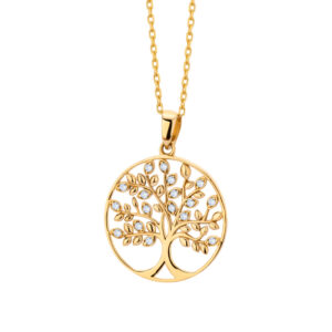 Zawieszka złota drzewko szczęścia z cyrkoniami