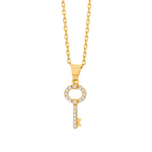 Zawieszka złota kluczyk z cyrkoniami